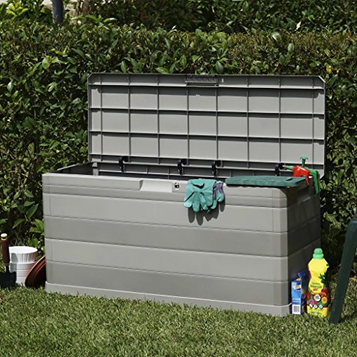 Tidyard Cassapanca da Esterno, Cassapanca Contenitore, Cassetta Multiuso Impermeabile, Bauli e Contenitori da Giardino 280 L Grigio Chiaro