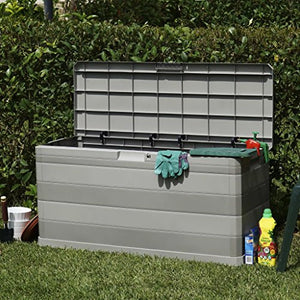 Tidyard Cassapanca da Esterno, Cassapanca Contenitore, Cassetta Multiuso Impermeabile, Bauli e Contenitori da Giardino 280 L Grigio Chiaro
