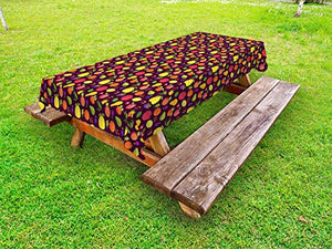 ABAKUHAUS Frutta Tovaglia da Esterno, Cherry Mela Arancia Peach, Tovaglia da Picnic Lavabile Decorativa, 145 cm x 265 cm, Scuro Fucsia Multicolor