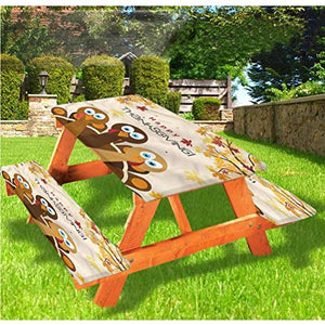 LEWIS FRANKLIN Tenda da doccia in Turchia, tavolo da picnic e panchina, tovaglia con bordo elastico, 60 x 180 cm, set da 3 pezzi per tavolo pieghevole