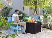 Keter Contenitore in Resina con Funzione di Seduta o di Tavolo, Effetto Rattan, 71 x 72.2 x 59 cm, 208 Lt, Marrone