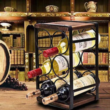 Tinyuet Portabottiglie da Appoggio in Legno Rustico, Portabottiglie di Vino Kit per Ripiani da Cucina Presentazione e Wine Bar-6 Bottiglie-32 * 24 * 18cm