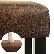 SONGMICS Set di 2 Sgabelli da Bar, Sedile Imbottito, Finta Pelle con Fine Strutture Dorate, Altezza Sedile 76 cm, Gambe di Legno Massello, con Poggiapiedi e Piedini Regolabili, Marrone LDC33BR
