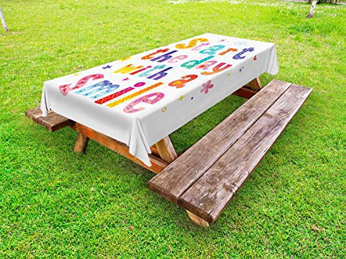 ABAKUHAUS Sorridi Tovaglia da Esterno, Iniziare la Giornata con Un Sorriso, Tovaglia da Picnic Lavabile Decorativa, 145 cm x 210 cm, Multicolore