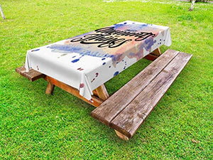 ABAKUHAUS Detto Tovaglia da Esterno, Acquerello Effetto Tipografia, Tovaglia da Picnic Lavabile Decorativa, 145 cm x 265 cm, Charcoal Grigio Multicolore