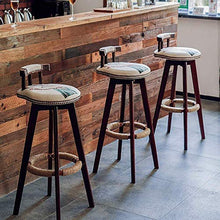 WZX Sgabelli da bancone da Cucina Sgabello Alto retrò in Legno massello Set di 2 durevoli in Pelle Sgabello da Bar a Quattro Gambe Sgabello in Lino Traspirante Altezza Facile