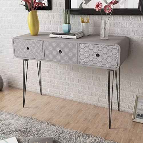 Festnight Armadietto Laterale/Tavolo consolle con 3 cassetti Grigio