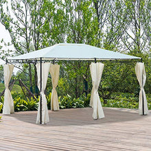 Outsunny Gazebo da Giardino 4x3M 6 Pareti Rimovibili Poliestere 400 x 300 x 255 cm Crema