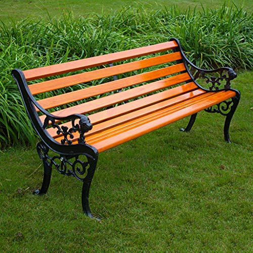 QHW Panchina Doppia/Tripla, panchina Moderna Semplice per Il Tempo Libero con Schienale, Sedile in Legno massello anticorrosivo, Resistente alle intemperie, mobili da Giardino 120 / 150cm