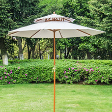 Outsunny Ombrellone da Giardino Spiaggia Parasole Doppio Tetto in Legno Φ2.65*H2.64m Crema