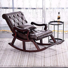 XinQing-Sedia a Dondolo Sedia a Dondolo in Pelle Nordic Wood Solid Legno Pigri Lazy Tempo Libero Divano Sedia reclinabile Giardino Giardino Sedia Sedia, Sedia anziana, Marrone Scuro