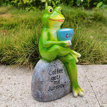 NULINULI Ornamenti della Statua del Giardino della Rana, Statua della Rana Verde Creativa 3D, Rana Seduta sulla Statua di Pietra, Ornamenti della Resina A
