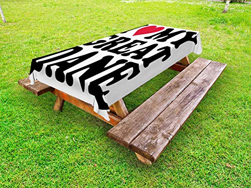 ABAKUHAUS Amante dei Cani Tovaglia da Esterno, Classic Dog Lover Testo, Tovaglia da Picnic Lavabile Decorativa, 145 cm x 265 cm, Charcoal Grey Dark Pink