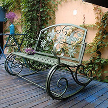 GaoF Terrazza Giardino Panchina da Giardino Sedia a Dondolo per Il Tempo Libero da Esterno, Panchina da Cortile in ghisa Resistente alle intemperie e antiruggine, Panchina a 2 posti con Schienale e