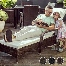 TecTake Lettino Poly Rattan ARREDO Esterno Giardino Sdraio Prendisole Divano Sedia Marrone - Disponibile in Diversi Colori - (Antico | No. 402112)