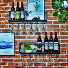 MSF Porta Bottiglie Parete Scaffale Vino attaccatura Supporto Portabicchieri Industrial Rustico Porta Bottiglie Mensola for Bar/Cucina/armadi, Nero