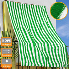 BAKAJI Tenda da Sole Telo Parasole a Righe in HDPE Resistente Protezione UV 90% per Balcone e Veranda Dimensione 150 x 290 cm con Anelli di Aggancio (Verde)
