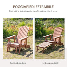 Outsunny Sedia a Sdraio Adirondack da Giardino Pieghevole Regolabile con Poggiapiedi 70 x 175 x 98cm