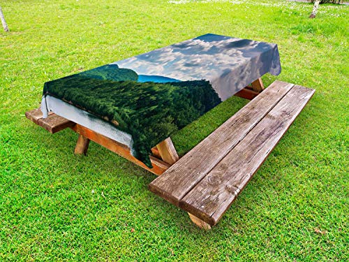 ABAKUHAUS Appalachian Tovaglia da Esterno, Mulini a Vento sulla Montagna, Tovaglia da Picnic Lavabile Decorativa, 145 cm x 305 cm, Multicolore