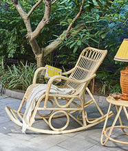 winter Sedia a Dondolo all'aperto, Naturale Realizzato a Mano Tutto Meteo in Rattan Glider Rocker, Patio Leisure Lounge Sdraiatrice, per Prato Inglese, Giardino, Balcone