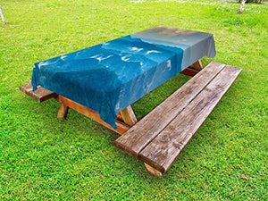 ABAKUHAUS Appalachian Tovaglia da Esterno, Nebbia in Roan Highlands, Tovaglia da Picnic Lavabile Decorativa, 145 cm x 210 cm, Tan Blue Sea