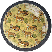 Tiger Pattern Animal Orange Yellow Leaves Pomelli per Porta Set di 4 Pomelli per Mobili Manopole per Cassetti Cucina Armadio Vetro