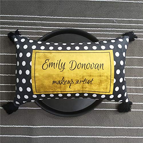 JKHOIUH Creativo Federa Casa Divano Tessuto Vita Decorativa con Cuscino Lombare Pisolino (Colore : Black Wave Point, Size : 30 * 50cm)
