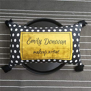 JKHOIUH Creativo Federa Casa Divano Tessuto Vita Decorativa con Cuscino Lombare Pisolino (Colore : Black Wave Point, Size : 30 * 50cm)