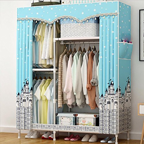 LyMei Armadio di stoccaggio Armadio per Abbigliamento Portatile Stoccaggio dell'organizzatore dell'Armadio del Panno di Oxford con L'Asta d'attaccatura e Le Tasche Laterali,B_120*46 * 170cm