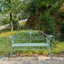 zenggp Panca da Giardino con Braccioli Posti A Sedere da Giardino in Metallo Sedia da Giardino Rustica Vintage,Green