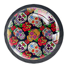 Teschio di zucchero messicano con maniglie per cassetti con rose per cassetti, design diverso, stampa in vetro, maniglie per cassetti