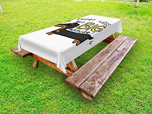 ABAKUHAUS Bassotto Tovaglia da Esterno, Le Gambe Corte Big Attitude, Tovaglia da Picnic Lavabile Decorativa, 145 cm x 305 cm, Multicolore