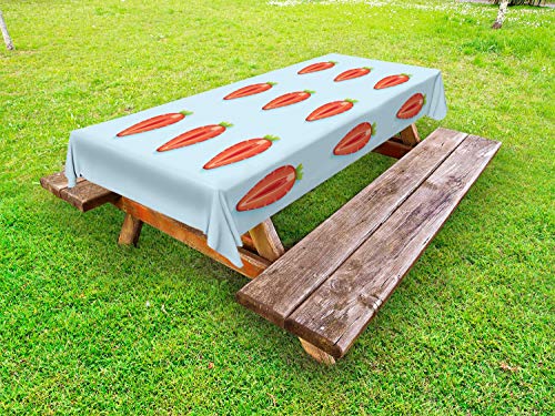 ABAKUHAUS Frutta Tovaglia da Esterno, Simmetrica Dimezzato Fragola, Tovaglia da Picnic Lavabile Decorativa, 145 cm x 210 cm, Scuro Baby Blue Coral