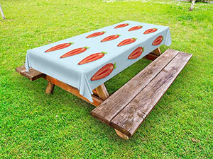 ABAKUHAUS Frutta Tovaglia da Esterno, Simmetrica Dimezzato Fragola, Tovaglia da Picnic Lavabile Decorativa, 145 cm x 210 cm, Scuro Baby Blue Coral