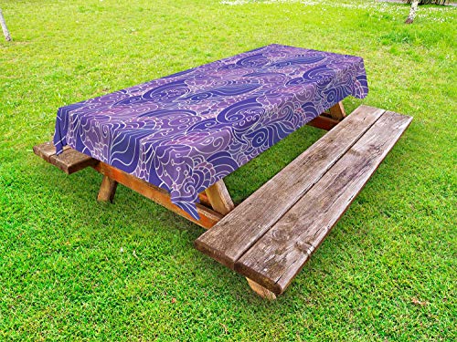 ABAKUHAUS Floreale Tovaglia da Esterno, Viola Tonica Fiore turbinii, Tovaglia da Picnic Lavabile Decorativa, 145 cm x 210 cm, Blue Violet Lilla