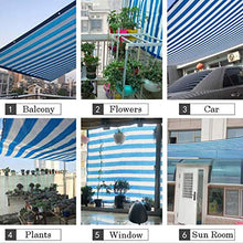 CYY Blu e Bianca Banda 85% Telo Ombra con Occhielli,10x13ft/3x4m Esterni Rete Ombreggiante Antivento Rete,per Balcone Cortile Recinzione