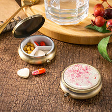 Haosell - 4 portapillole in metallo, stile retrò, con 3 scomparti, portatile, da viaggio, con specchio, portapillole in acciaio inox, per uso quotidiano