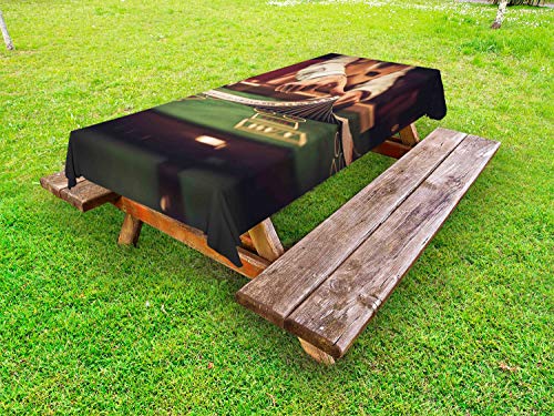 ABAKUHAUS Poker Tovaglia da Esterno, Croupier Che mescola Le schede Art, Tovaglia da Picnic Lavabile Decorativa, 145 cm x 265 cm, Multicolore