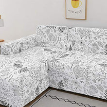 Ryoizen Copridivano con Penisola Elasticizzato Fodere Copridivano Angolare a Forma di L Chaise Longue Sia a Sinistra Sia in Destra all-Inclusive Universale(Graffiti/Bianco，3 Posti+ 4 Posti)