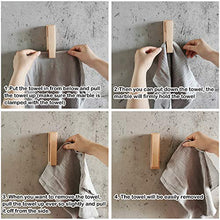 JINMURY Porta Asciugamani Moderno in Legno, Set di 2 Ganci Autoadesivi da Parete Per Asciugamani da Bagno e Cucina, Durevole, di Facile Installazione, Noce Nera