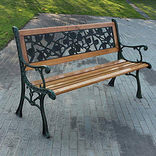 Panca Da Giardino Per Patio Panca In Legno Massello, Sedia Con Schienale Per Veranda Da Giardino, Panca Per Mobili Da Terrazza Con Struttura In Ghisa Massiccia Anticorrosiva, Può Ospitare 2-3 Person