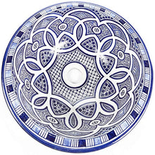 Lavabo da appoggio marocchino Fatima blu - Lavabo 42 x 18 cm - Lavabo modello arabo per bagni Toilette Bagno per gli ospiti
