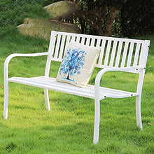 GaoF Panchine da Giardino Park Terrace, panchina in ghisa per Esterni (con Cuscino in Schiuma), Panca Lounge a 2 posti con Schienale e braccioli, panchine Decorative per
