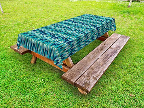 ABAKUHAUS Snakeskin Stampa Tovaglia da Esterno, Art Fashion Exotic, Tovaglia da Picnic Lavabile Decorativa, 145 cm x 210 cm, Green Sea Blue Night