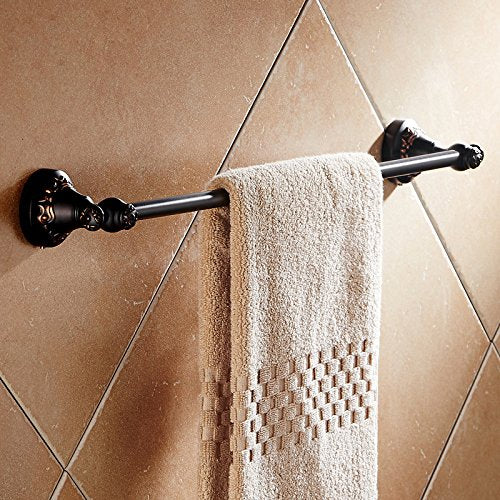 MBYW, portasciugamani moderno e minimalista, portasciugamani da bagno, stile europeo, portasciugamani singolo, in rame, nero, retrò, 60 cm, adatto per bagno, camera da letto, cucina