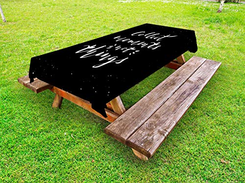 ABAKUHAUS Detto Tovaglia da Esterno, Hand Drawn Nota calligrafico, Tovaglia da Picnic Lavabile Decorativa, 145 cm x 210 cm, Charcoal Grey Bianco