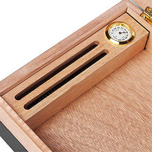 Nero di qualità del Cedro A Mano 20 Cigar Humidor, Dialogo Desktop Legno di Cedro Cigar Bagagli con Glasstop,01