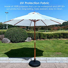 ERLAN Ombrellone da Giardino Ombrellone da 2,7m Ombrellone da Giardino Prato Deck, Ombrello da Tavolo da Mercato All'aperto con 8 Robuste Stecche e Palo di Legno, Beige (Size : Ø 2.7m/9ft)