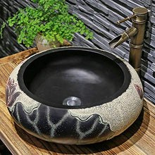 Washbasin Lavabo in Ceramica a Forma di Foglia di Loto Cinese lavabo Ovale lavabo Bagno in Ceramica (44 x 15,5 cm)