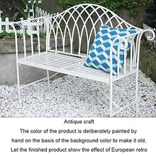 Panca da giardino per terrazza metallo da esterno , Panca lounge balcone con schienale e braccioli, Sedia per portico da cortile con struttura in ghisa, Mobili da giardino resistenti alle intemperie